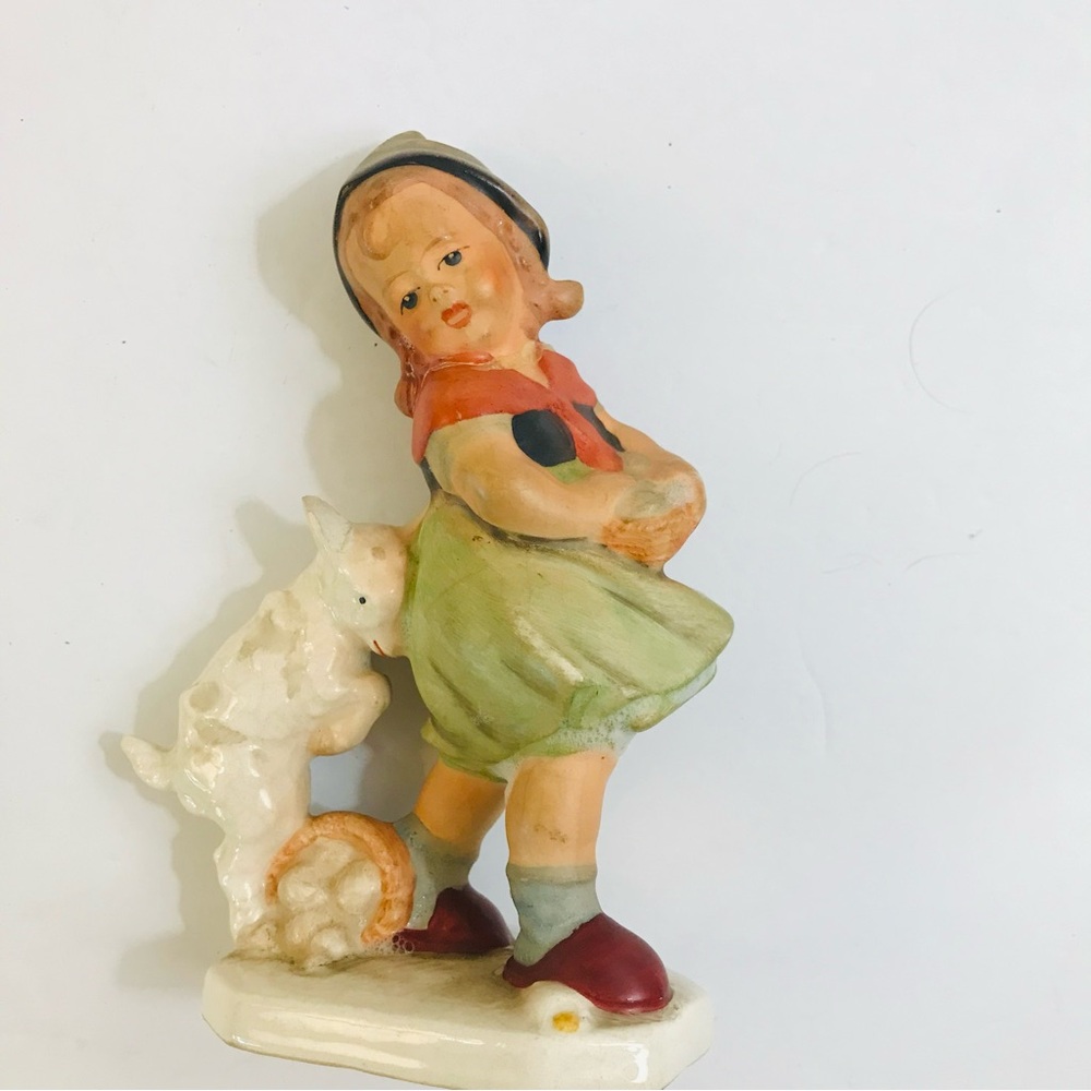 Vintage Freidel German Figurine of Little Girl with Kid